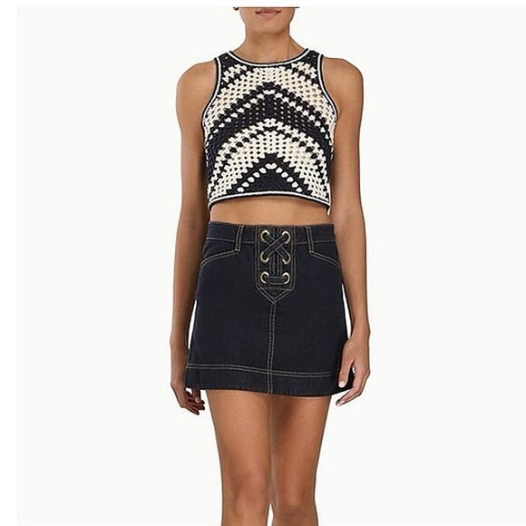 Anthropologie Navy and White Chevron Dress - Picture 2 of 9